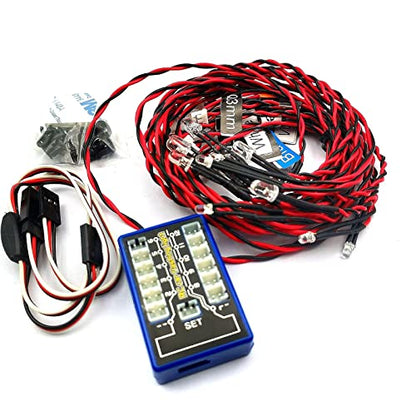 FainWan Rc Car Headlights Taillight Rc Truck Led Lights Flashing Light Lamp 12 LED 5 Operation Modes Compatible with 1/10 Rc Trucks, Crawler, Off-Road, Sport Racing