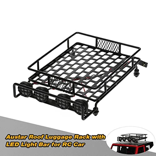 misppro 1/10 RC Climbing Car Accs Roof Rack Luggage Carrier W LED Light Bar