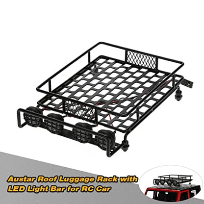 misppro 1/10 RC Climbing Car Accs Roof Rack Luggage Carrier W LED Light Bar