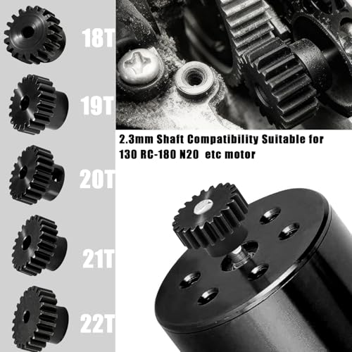 Hardened Steel 0.5M Pinion Gear 18T 19T 20T 21T 22T 2mm Shaft for RC Car, Compatible with ARRMA 1/14 Typhoon 1/16 Mojave 1/18 Granite, Losi 1/12, 0.5Mod 13T-27T Gear for Brushed Brush-Less Motors - size: 18-22T