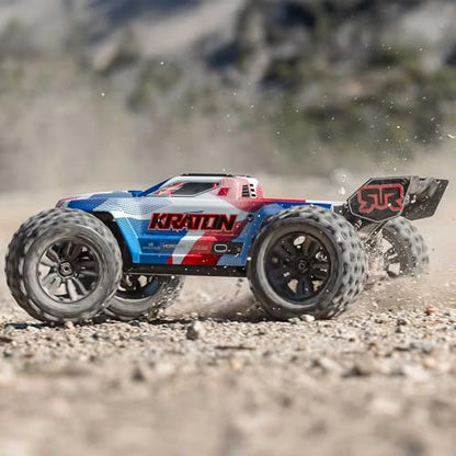 ARRMA RC Truck 1/8 KRATON 4X4 6S BLX BRUSHLESS V6 Speed Truck RTR (Lipo Battery and Charger Not Included) (Blue/Red), ARA8608V6T4 - color: Blue/Red