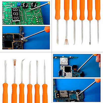 Kaisiking 6 Pcs Double Sided Soldering Assist Aid Repair Tool | with 2 Precision Tweezers for Electronics Repair and Soldering