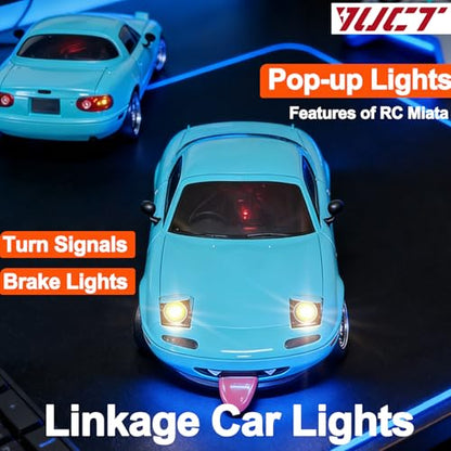 YUCT LD1804 1/18 Mazda Miata RC Drift Car with 3 Batteries Gyro | LDRC Drift Car 2.4Ghz Pop-up Lights Blue Drift RC Car for Adults - color: Ld1804-blue