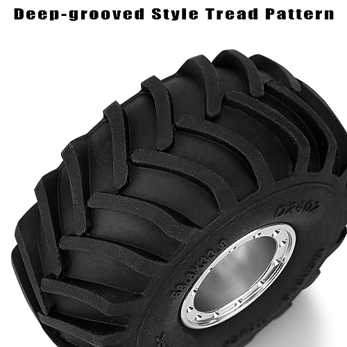 GLOBACT RC Monster Truck Wheel Tires 68 * 33mm for 1/24 SCX24 FCX24, Silver - color: Silver