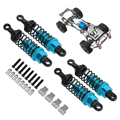 RC Shock Absorbers, 4Pcs 64 mm Metal Shock Absorber Damper with Shock Mount Aluminum Alloy Adjustable Remote Control Car Shock Absorber Oil Damper (Blue) - size: Blue