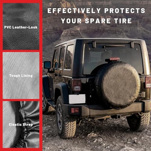 15 Inch Spare Tire Cover, Dustproof Scratch-Resistant Automotive Spare Wheel Protector with Elastic Band, Waterproof Thickened PVC Leather Tire Cover for SUV Truck Trailer RV - color: 15 inches