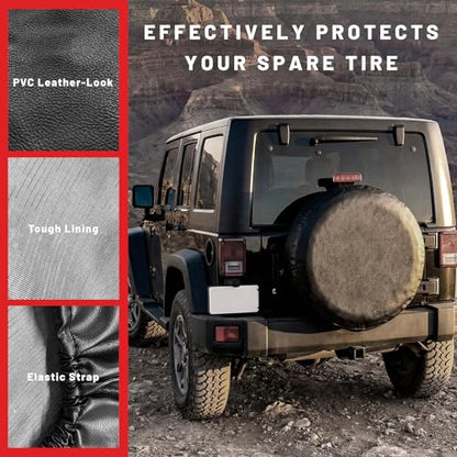 16 Inch Spare Tire Cover, Dustproof Scratch-Resistant Automotive Spare Wheel Protector with Elastic Band, Waterproof Thickened PVC Leather Tire Cover for SUV Truck Trailer RV - color: 16 inches