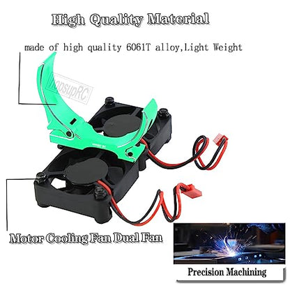 Upgrades for 1/10 Slash/Stampede/Bandit 2WD 4WD,Aluminum 3660 540 550 Motor Cooling Fan with 36-38mm Adjustable Mount&VXL-3s ESC Cooling Fan High Velocity Fan Heatsink Set,Green - color: Green/for Slash