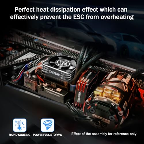 Surpass Hobby 30mm RC Cooling Fan Heat Dissipation 28000RPM ESC Cooling Fan for 1/8 1/10 1/12 RC Car Turbo Esc A3 (Silver Black) - color: Silver Black