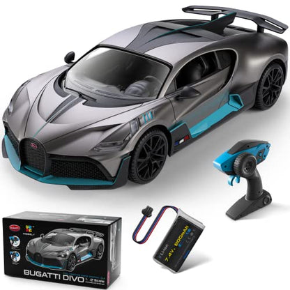 MIEBELY Remote Control Car, Bugatti Divo 1/12 Scale Rc Cars 12Km/h, 2.4Ghz Licensed Model Car 7.4V 900mAh Toy Car Headlight for Adults Boys Girls Age 6-12 Years Birthday Ideas Gift | Official license;900mAh lithium;40min playtime;2.4G 200ft control;steeri
