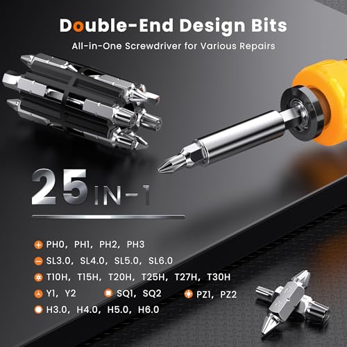 JOREST 25 in 1 Multi Screwdriver Set, Magnetic Screwdriver Multitool | Screw Driver with Torx, Flat Head, Phillips, Hex, Square, Portable Screwdriver All in One Tool Kit for Daily Repairs, Outdoor