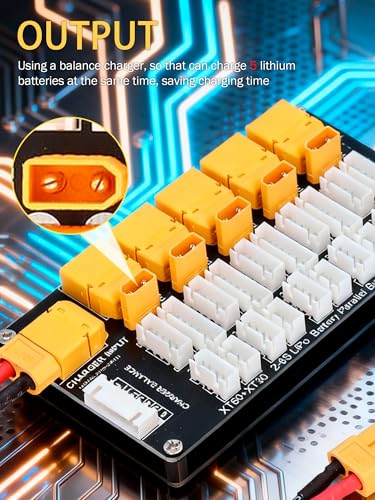 Lipo Battery Charger Board, Lithium Batteries Charging Parallel XT30 XT60 Plug, 2‑6s Balance Charger Board for Imax B6, Q6 Pro, D2 T8
