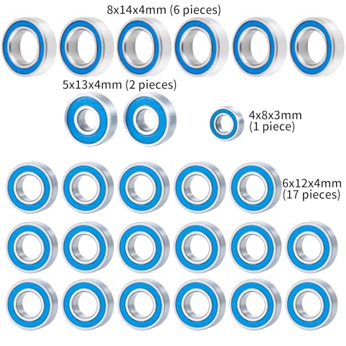 26Pcs Sealed Bearing Kit for Losi 1/10 LMT 4x4 Son-uva Grave Digger | Digger RTR Upgrade Parts Steel RC Complete Wheel Hubs Kits
