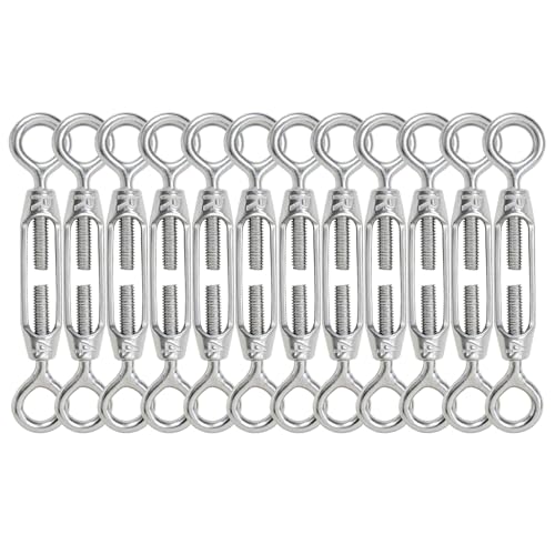 12PCS M4 Eye and Eye Stainless Steel Turnbuckle for Shade Sail | Corrosion-resistant,Easy Installation,Heavy Duty,for Cable Tent Sun Shade,Garden Decor - size: M4-12PCS-OO