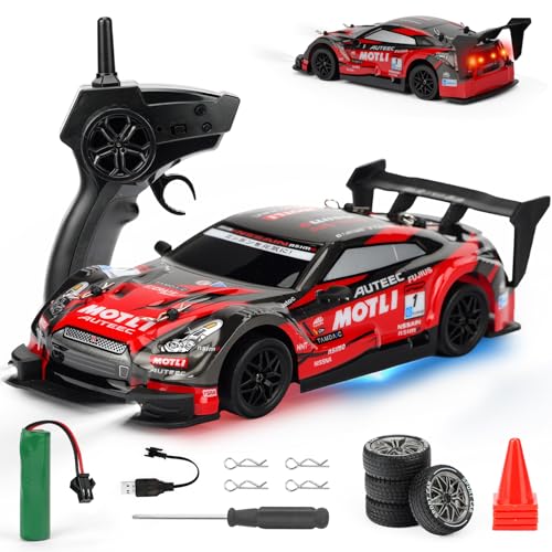 RC Drift Car, 1:24 Scale Remote Control Drift Cars | 2.4GHz 4WD Drifting Cars, 30km/h High-Speed RC Race Car Vehicle, Racing Sport Toy Ideal Gift for Boys Girls Kids - color: Red