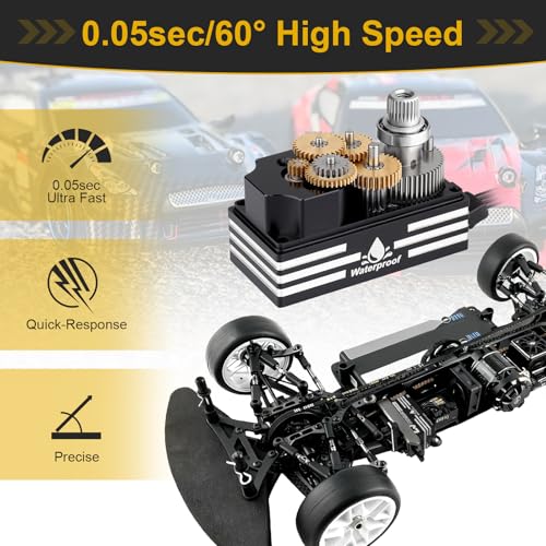 HobbyPark Low Profile Servo 0.05sec Fast High Speed Steering Servo Coreless 25kg fit 1/8 1/10 RC Touring Cars Race Drift for Tamiya XRAY Yokomo Team Associated Xpress Serpent Kyosho MST Mugen Infinity