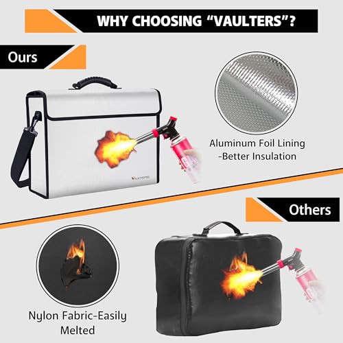 Fireproof Document Bag - 2000°F Heat Resistant & Thermal Insulated Fireproof Bag for Documents with Lockable Zipper for Documents, Cash & Valuables - Fireproof Box for Home, Office, and Travel Use - color: Grey Bag