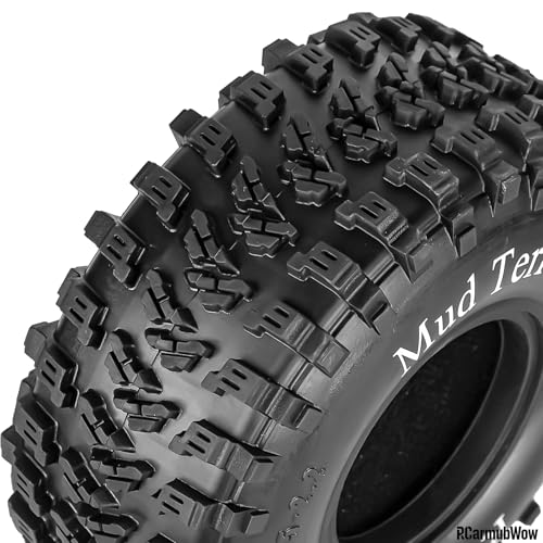 2.2 Inch RC Crawler Tires, 135x55mm Rubber Mud Terrain Tyres w/Foam Inserts, Compatible with TRX4 SCX10 Capra AMG 6x6 Gen8 Everest Gen7 Pro, RCarmubWow 2.2 RC Tires 1/10 Rock Crawler Upgrades Parts