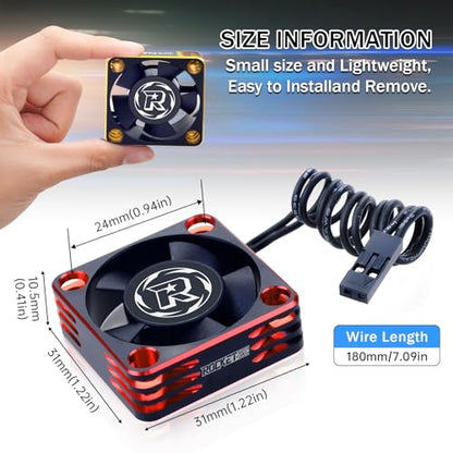 2Pack Surpass Hobby RC Cooling Fans 30mm 28000 High RPM RC Motor Fan Only Replacement Fans (Without Motor Heatsink) for 1/8 1/10 1/12 RC Car Truck Buggy Truggy(Black Red) - style: 2Pack 30mm Black Red