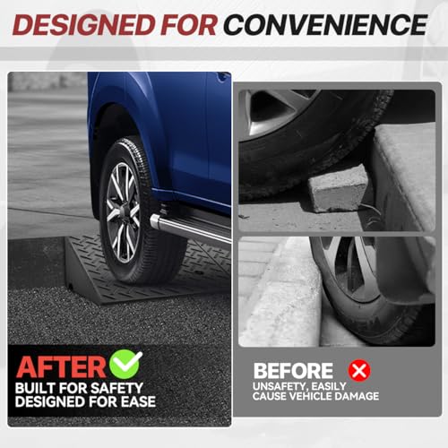 Rubber Curb Ramp, 7.9" Rise, For Forklift, Car, Wheelchair & Bike, Driveway & Garage Threshold Bridge - size: 7.9" Rise