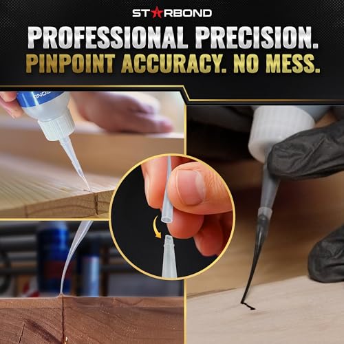 Starbond Thick Super Glue Pro Kit (2 oz) – Gap-Filling CA Glue (Cyanoacrylate Adhesive) – with Clog-Resistant Cap, Microtips & Extra Nozzle for Woodworking, Crafts, Carpentry, Archery Fletching - size: 2 ounce