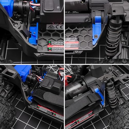 Battery Plate with Strap for Tra-xxas 1:16 Mini Maxx/XRT | Aluminium Mounting Tray 4WD VXL-3S Monster Truck Upgrades (Black) - color: Blue