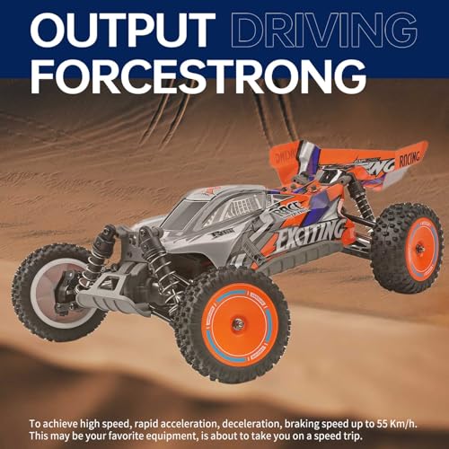 GoolRC WLtoys 124010 RC Cars for Adults, 1:12 Scale Remote Control Car, 4WD 55KM/H High Speed RC Racing Car, 2.4GHz All Terrains Off Road RC Buggy Trucks with 2 Batteries (Orange)