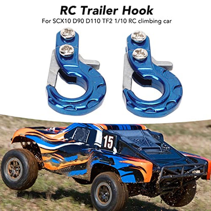 RC Winch Trailer Hook Set 2Pcs, 0.9x0.5in/2.3x1.3cm | Aluminum Alloy | 1/10 Crawler Truck | SCX10 D90 Compatible | Simulation Design | RC Car Accessory(Blue) - color: Blue