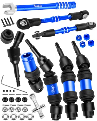 RC Upgrade Parts for Mini Slash 4X4,Mini Rally VXL Ford RS200(#108164-1#108046-1),RC Front Rear Driveshafes CVD Axles,Turnbuckles Camber Links,Replaces #10850#10843,Navy Blue - color: Red(1set)