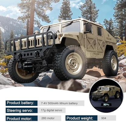 C8835 1:12 4WD Military RC Humvee 2.4G Off-Road Rock Crawler | Realistic military RC truck, 4-wheel drive climbing vehicle with stable 2.4GHz remote control for all terrains - color: C8835-yellow