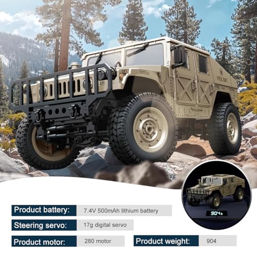 C8835 1:12 4WD Military RC Humvee 2.4G Off-Road Rock Crawler | Realistic military RC truck, 4-wheel drive climbing vehicle with stable 2.4GHz remote control for all terrains - color: C8835-yellow