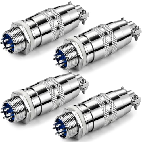CLYXGS 4 Pack XS12 Aviation Plug Connector, 6 Pin 12mm Push-Pull Circular Connector, 6A 250V Quick Disconnect Wire Cable Male & Female Plug Socket Kit for Industrial, Automotive, and Marine - style: XS12-6