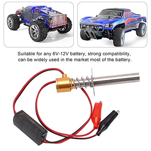 6-12V RC Car Igniter Kit with N4 Hot Glow Plug Gasket, RC Glow Plug Igniter for Methanol Engine, Electronic Glow Plug Starter for Aircraft Car Model, Compatible with HSP and Othe (Golden) - color: Golden