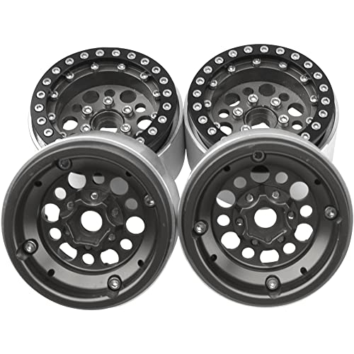 4Pack ShareGoo Aluminum Alloy 1.9" Beadlock Wheel Rims Hubs Compatible with Traxxas TRX4 Axial SCX10 RCAWD D90 D110 Tamiya CC01 1/10 RC Crawler Car (Titanium) - color: Titanium