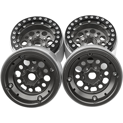 4Pack ShareGoo Aluminum Alloy 1.9" Beadlock Wheel Rims Hubs Compatible with Traxxas TRX4 Axial SCX10 RCAWD D90 D110 Tamiya CC01 1/10 RC Crawler Car (Titanium) - color: Titanium