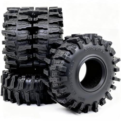 Mud Slingers X T10 2.2 Tires 5.47'' Tall 4-Pack Fits SCX10 Wraith | super soft sticky 2.2'' Crawler tyre, upgrade parts for 1/10 Crawlers Trucks off-road rock crawling RC vehicles - style: T10 ( Super Soft )