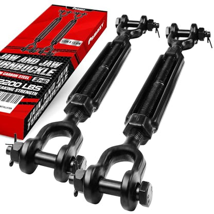 2200 LBS 1/2”x13.4” Jaw and Jaw Turnbuckles for Cable Wire Tensioner (2PCS) | Threaded Quick Link Trailer Safety Chain Hook Carabiner for Chain Connecting, Key Chain, Camping, Backpack, Pet Leash - style: 2Pcs 1/2”x13.4”