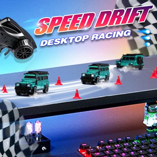 1/64 Scale Desktop Drift RC Car,Mini RC Sports Car 2.4Ghz with Gyro Mini Drift Racing Remote Contrl Cars Model Toys Hobby Gift for Adults and Kid Children's (SUV-Green) - color: Suv-green