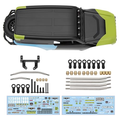 MEUS Racing MB18 TRX4M Body & Chassis Kit for Traxxas TRX4M Defender Bronco K10 F150 High Trail 1/18 RC Crawler Upgrades Parts (Green&Blue) - color: Green&blue