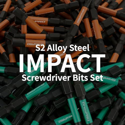 GRENPRO Impact Screwdriver Bits Set, 35Pcs 2” Allen Wrench Drill Bit Set (Metric & SAE)/Trox, Premium S2 Steel Magnetic 1/4" Hex-Shank Bit Set,CNC Machined, Automotive Mechanic Home Repair | Magnetic 1/4" hex-shank bits are CNC machined in Metric and SAE