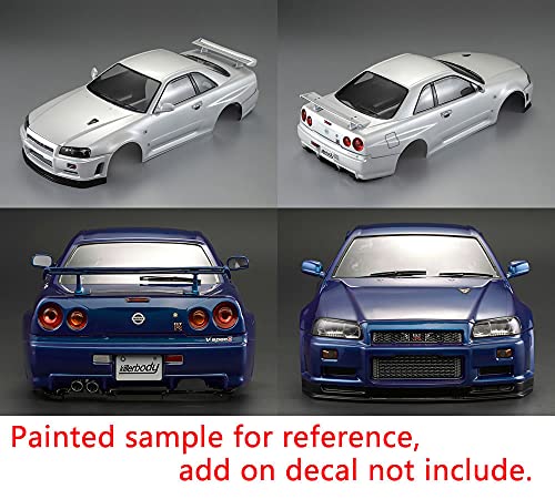 1/10 Killerbody Scale RC Onroad Racing Drift Touring Car Transparent Clear Lexan Body Shell (Skyline BNR34) - style: Skyline BNR34