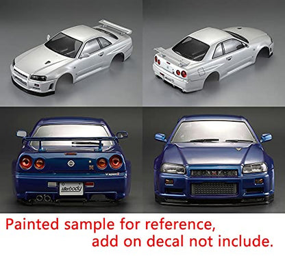 1/10 Killerbody Scale RC Onroad Racing Drift Touring Car Transparent Clear Lexan Body Shell (Skyline BNR34) - style: Skyline BNR34