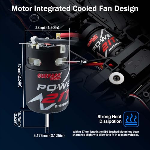 SurpassHobby Motor 550 Brushed Motor for 1/10 Scale RC Truck Traxxas Trx4 Redcat ARRMA AXIAL HSP HPI Wltoys Kyosho HELION (21T) - size: 21T