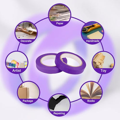 6 Rolls Fine Line Tape 1/16, 1/8, 1/5, 2/5, 1/2, 3/4 Inch x 55 Yard Fineline Masking Tape Painter Adhesive Automotive for DIY Car Auto Paint (Purple, Mixed Sizes) - color: Purple, size: Mixed Sizes