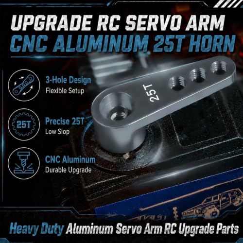 2PCS 25T Aluminum Servo Horn, 3-Hole RC Steering Arm for Futaba Savox MG995 | CNC Aluminum Servo Arm M3 Thread Adjustable Linkage 12mm 16mm 20mm Positions 1/8 1/10 RC Power HD MG996 Crawler Buggy Truck - color: Titanium