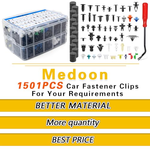 Car Retainer Clips 1501 PCS, 55 Sizes Car Panel Trim Clips Kits, Auto Push Fasteners for Ford GM Toyota Honda Chrysler BMW Benz Nissan Subaru Mazda Chevy GMC - size: 1501PCS