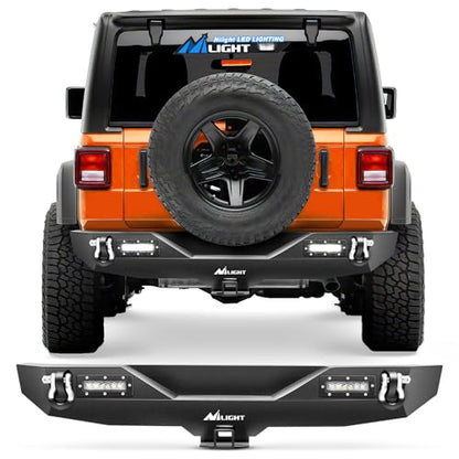 Nilight - JK-52A Rear Bumper Compatible for 2007-2018 Wrangler JK,Rock Crawler Bumper with Hitch Receiver & 2X Upgraded 18W LED Lights Off Road Textured Black - color: Rear Bumper