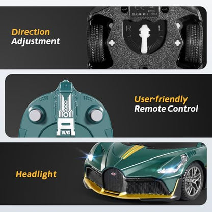 MIEBELY Licensed Bugatti Divo 1:24 Model RC Race Car for Kids Adults | Officially licensed;2.4GHz control; LED headlights;3.7V battery;sturdy ABS;indoor/outdoor play;gift for boys & collectors - style: Bugatti Divo