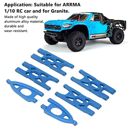 1 10 RC Front and Rear Suspension Arm Set Aluminum Alloy Upgrade Accessories for 1 10 Remote Control Car High Strength Metal Suspension Arms with Stable Performance (Blue) - color: Blue