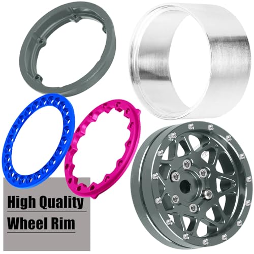 for 1/24 1/18 SCX24 FCX24 TRX4M RC Crawler Car,1.3" RC Tires Wheel Rim,Aluminum RC Truck Tires Wheels Rims,1.3 Beadlock Wheel Rims Heavy Duty Rim (4PCS) Titanium - color: 1.3-rim-titanium&pink&blue